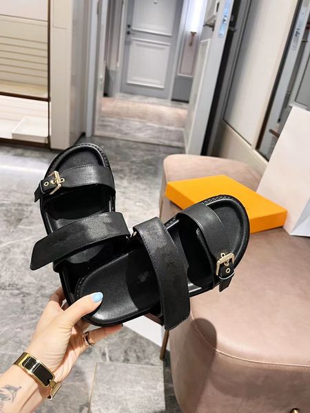 

2021 designer genuine sandal new luxury slides women men summer rubber sandals beach slide fashion scuffs slippers indoor shoes size 35-45, Black