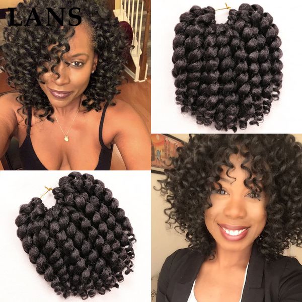 8 Zoll kurze lockige synthetische Jumpy Wand Curl Zöpfe Häkelhaarverlängerungen 20 Ständer/Packung Jamaican Bounce Hair Spring Twist Flechthaar LS08