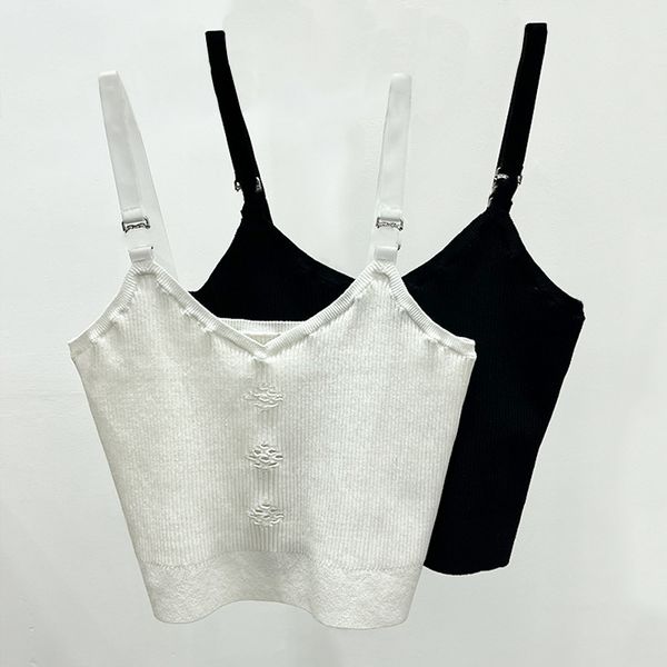 

216 2022 milan style spring summer brand same style sweater print sleeveless crew new black white pullover women clothes xue, White;black