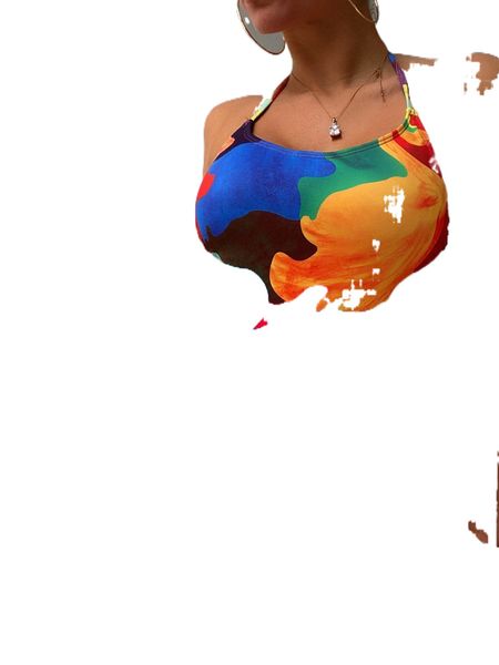 

color block halter tie side one piece swimsuit i65k#, White;black