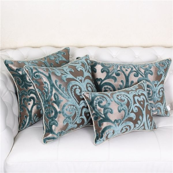 Avrupa lüks yastık kasası mavi dekoratif atış kapağı kapak kanepe sandalye yastık kapağı ev dekoru Doldurma T200601