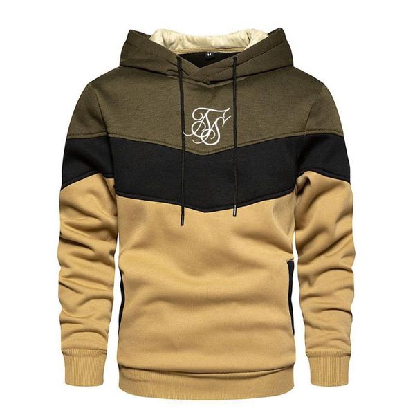 Felpe con cappuccio da uomo Felpe Sik 2022 Inverno SikSilk Stampa di moda di marca Felpa con cappuccio con cuciture Pullover allentato Casual Top con cappuccio Europa Taglia S-2