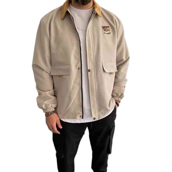 

cream armal seasonal serstil collar style coat, Black;brown