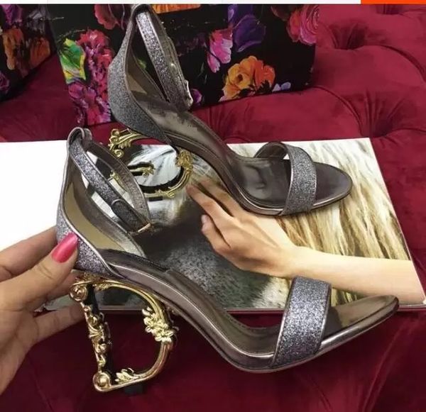 

high heels sandals for woman genuine leather dressing pumps with d baroque & g sculpted heel sandals, Black