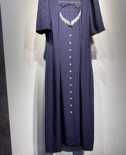 

women dress wave point print embroidery short sleeve 25rou, Black;gray