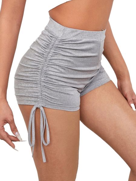 

drawstring knot side marled shorts n4ln#, White;black