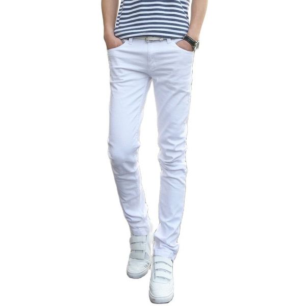 Marka Skinny Jeans Erkekler İlkbahar Yaz 2021 Ince Ayak Kore Streç Dimi Bezi Casual Beyaz Siyah Kovboy Kalem Uzun Pantolon Erkekler