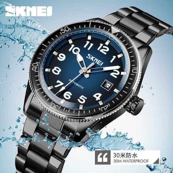 

large dial fashion men's automatic mechanical watch student waterproof bottom penetrating mechanical wristwatches, Slivery;brown