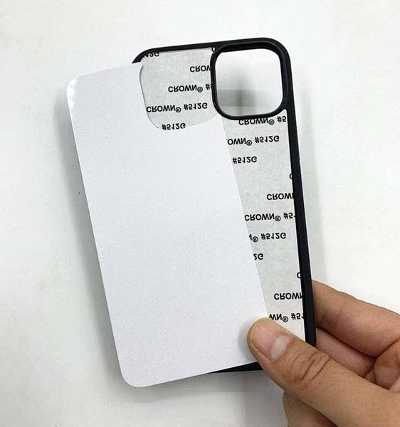 Casos de sublimação de sublimação TPU PC 2D Caixa de telefone de transferência de calor DIY para iPhone 13 12 Pro máximo 11 xr xs 8 com inserções de alumínio