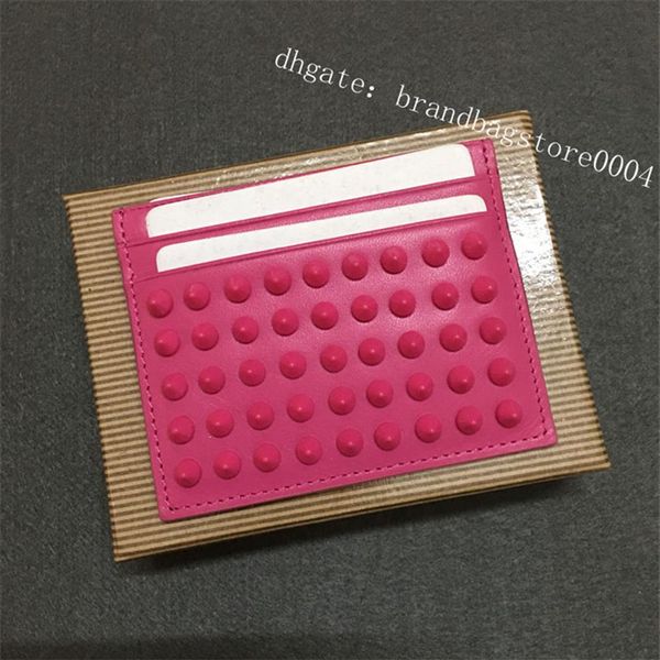 

preppy style small package rivet tide fashion card holders casual business cardholder the same paragraph cowhide leather wa279t, Brown;gray