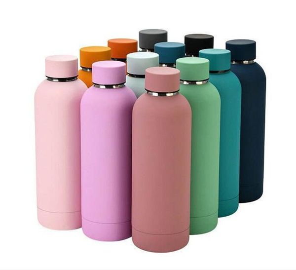 500ML Bottiglia d'acqua sportiva 304 Tazza isolata sottovuoto in acciaio inossidabile Tazze per auto all'aperto Thermos da viaggio unisex Tazze di raffreddamento colorate 33 colori regalo