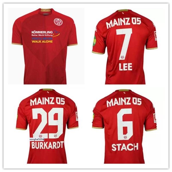 

new 2022 2023 fsv mainz 05 soccer jerseys home kids lee 7 nebel 26 burkardt 29 niakhate 19 stach 6 22 23 jersey football shirts kids, Black;yellow