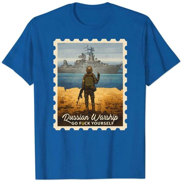 Мужские футболки Смешная военная корабль Go F-Sink Swink Men Men Tshirt Украина почтовая марка украинская футболка с коротким рукавом повседневное хлопок