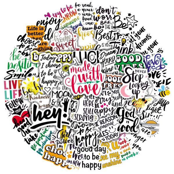 

waterproof 10/30/50pcs inspirational text phrases graffiti stickers decal kids toys aesthetic art lapdiary scrapbook cartoon stickers car st