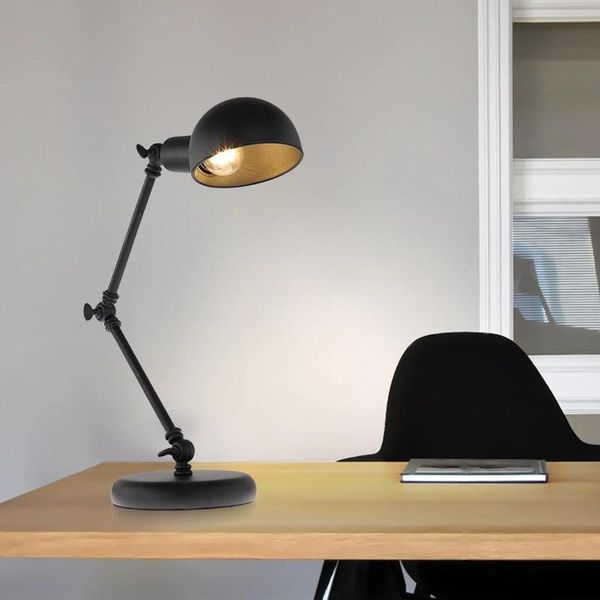 Lampade da tavolo Lampada industriale nera Braccio oscillante Lampada da scrivania moderna vintage Decorazione Lampada da tavolo in ferro da studio per casa e ufficio