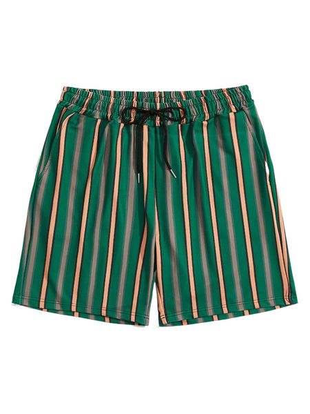 

romwe guys block striped shorts 20gk#, White;black