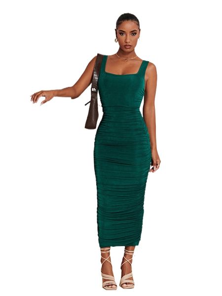 

ruched side bodycon dress 13sg#, Black;gray