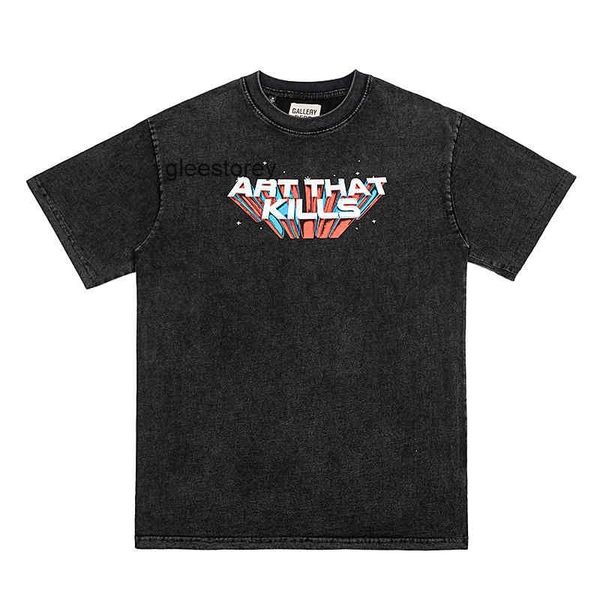 

designer trendy gallerydepts t shirts fashion high version brand atk letter printing washing water used men's women's sleeve99kv, White;black