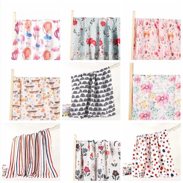 

baby muslin swaddle blankets newborn bamboo cotton swaddling digital printed flowers animal bath towels infant wrap robes bedding quilt stro
