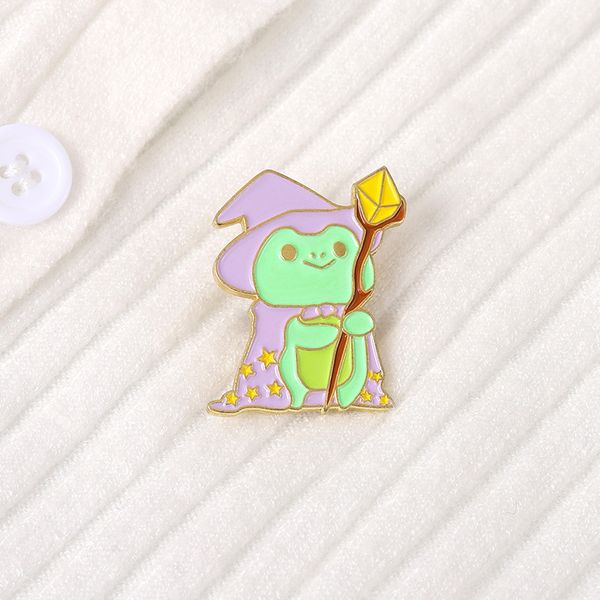 

alloy magic scepter frog shape brooches pins star witch hat animal enamel lapel pins european cartoon backpack sweater bags clothes badge ac, Gray