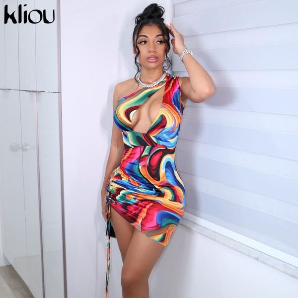 

one shoulder paisley mini dress 2021 women summer new fashion sleeveless backless sheath hollow out female skirts, Black;gray