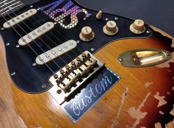 

srv aged sunburst st electric guitar body alder gold hardware pickup sss