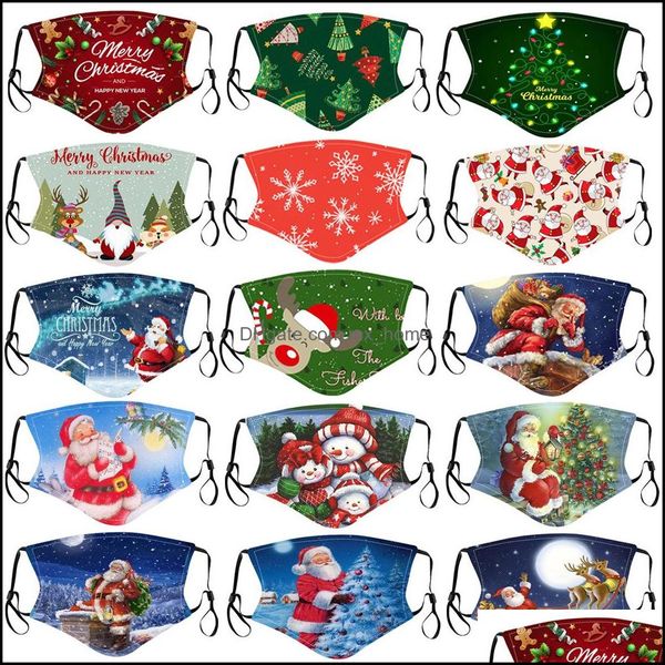 Christmas Adt Calico Mask Maschere in cotone lavabile antiappannamento Colore Cartoon Face Party Fashion Design Drop Delivery 2021 Designer Housekee Orga