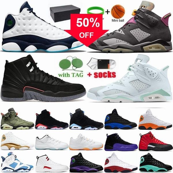 

13 basketball shoes 13s obsidian powder blue white jumpman 12 12s utility twist 6 6s bordeaux british khaki mens trainers designer basket, Black