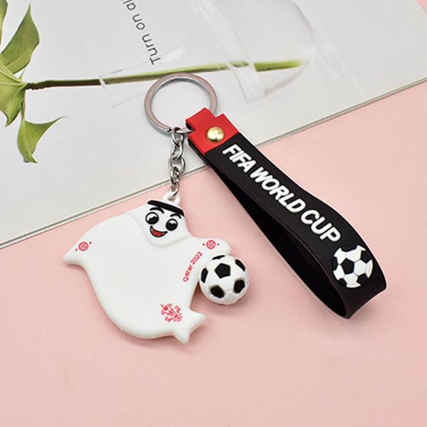 

2022 qatar world cup mascot football team keychain soccer lovers gift souvenir pendant key ring chain gifts, Silver