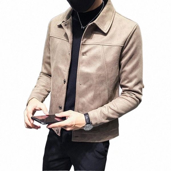 

men's jackets 2021 spring autumn men fashion korean style loose sportswear suede baseball male solid plus size 4xl coats s187 h0og#, Black;brown
