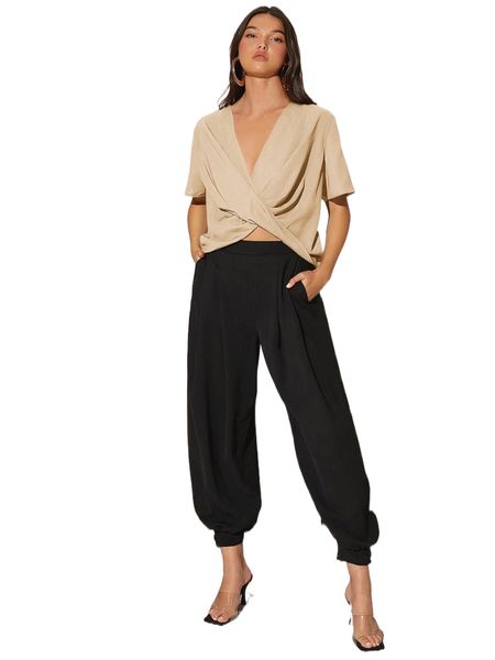 

twist front solid blouse y7xw#, White