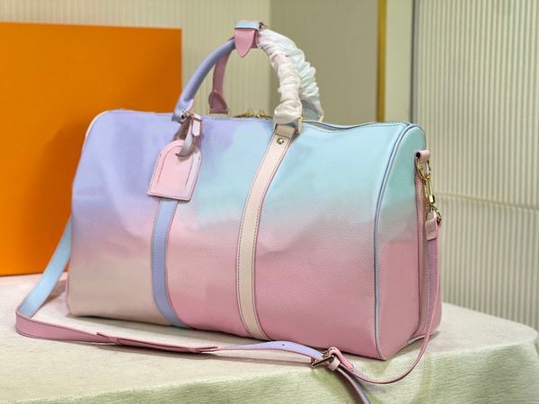 

large capacity luggage bags global limited luxury designer handbag fashion gradient pastel shades men's luggage travel bag shopping han