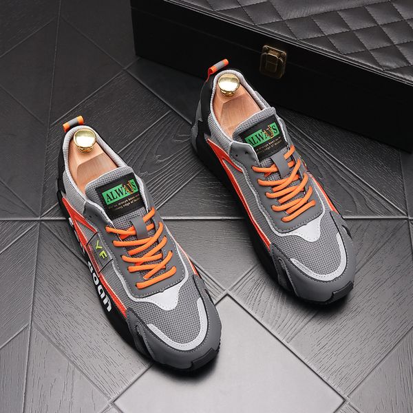 

fashion designer men round toe wedding dress party shoes spring autumn thick bottom light casual sneakers breathable lace up tenis outdoor w, Black