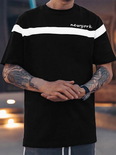 

men letter graphic colorblock tee a7ae#, White;black