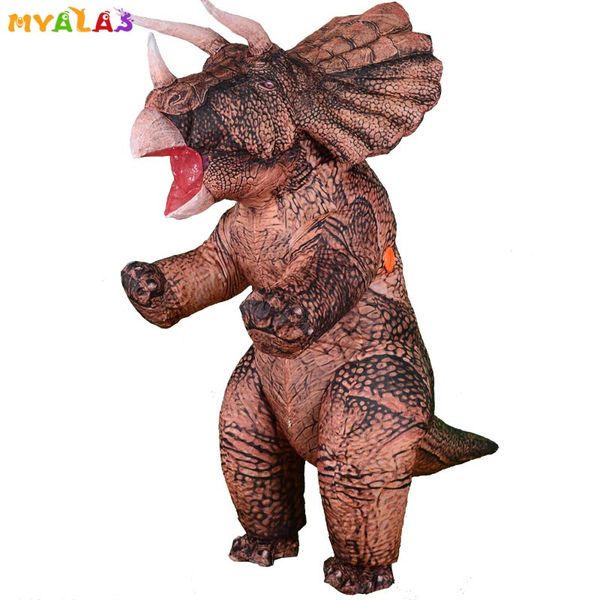 Maskot Bebek Kostüm Şişme Dinozor T-Rex Cadılar Bayramı Kostümleri Yetişkin Çocuklar Için Kadın Erkek BlowUp Triceratops Tam Vücut Karnaval Maskot Parçası