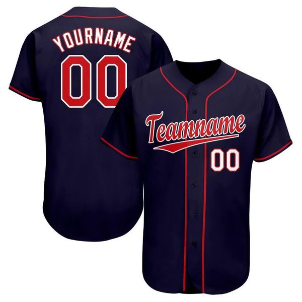 

custom navy red-white baseball jersey, Blue;black