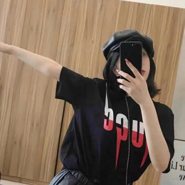 

21ss blade lightning digital printed black loose sleeve t-shirt, White