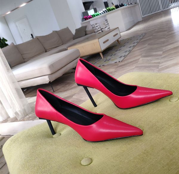 

2021 spring women high heel dress shoes genuine leather flat heel wedding pointed sandal, Black