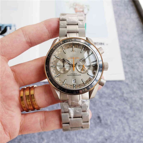 

chronograph superclone watch world o m e g awatches wristwatch luxury dsinr brand faous watch chaoba fiv ndl ros circl ry stl band, Slivery;golden