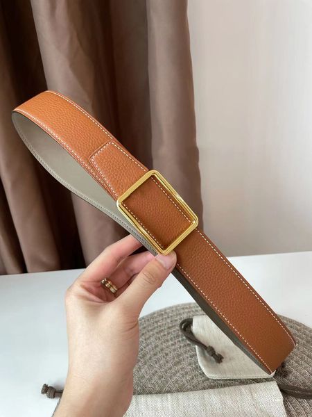 

belts mens classic gold buckle versatile fashion simple belts for men leisure horse double-sided leather belt woman, Black;brown