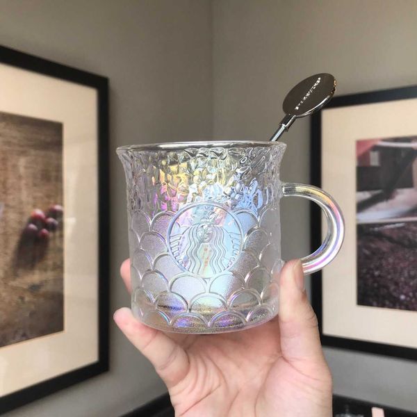 

2020 starbucks cup anniversary magic fish scale stirring glass water cup 275ml