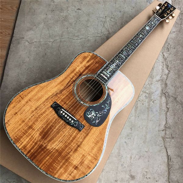 

41" all koa wood acoustic guitar with real abalone inalys and ebony fingerboard