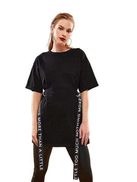 

x anya drop shoulder slogan tape detail tee 23ir#, White