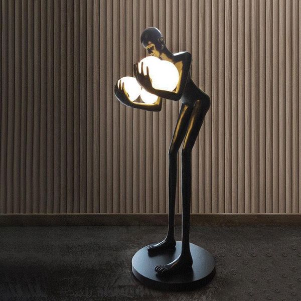 Stehlampen Postmoderne humanoide Lampe Skulptur hält Ball Modell Kunst Designer El Lobby Wohnzimmer kreative menschliche Körper LampeBoden