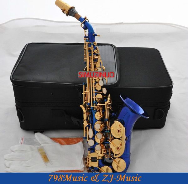 

blue gold curved soprano saxophone bb key to high f key and g key