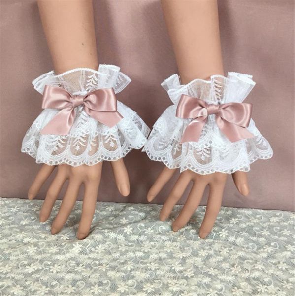 Outros eventos abastecem a festa multicolor doce lolita punho de punho de mão bowknot renda de laço de land laid cosplay acessórios para mulheres meninas d518Oro