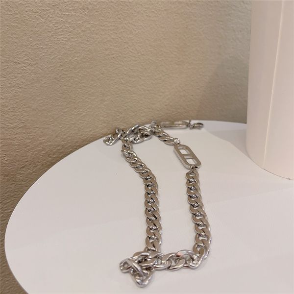 

simple clavicle chain necklace minimalist light luxury style personalized sweater stainless steel pendant, Silver