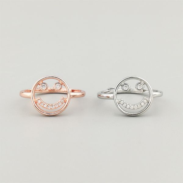 

2023.korean smiley ring women's simple fashion geometry pattern open temperament ring all-match fashion light luxury bracelet, Silver