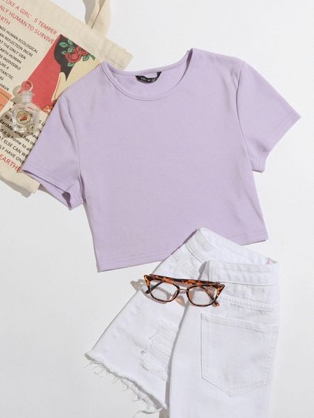 

solid rib-knit crop n5wf#, White