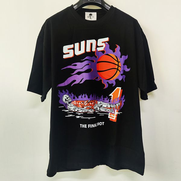

warren t-shirts suns print mens lotas tee womens t-shirts basketball player loose tees men casual shirt black tee s-xl, White;black